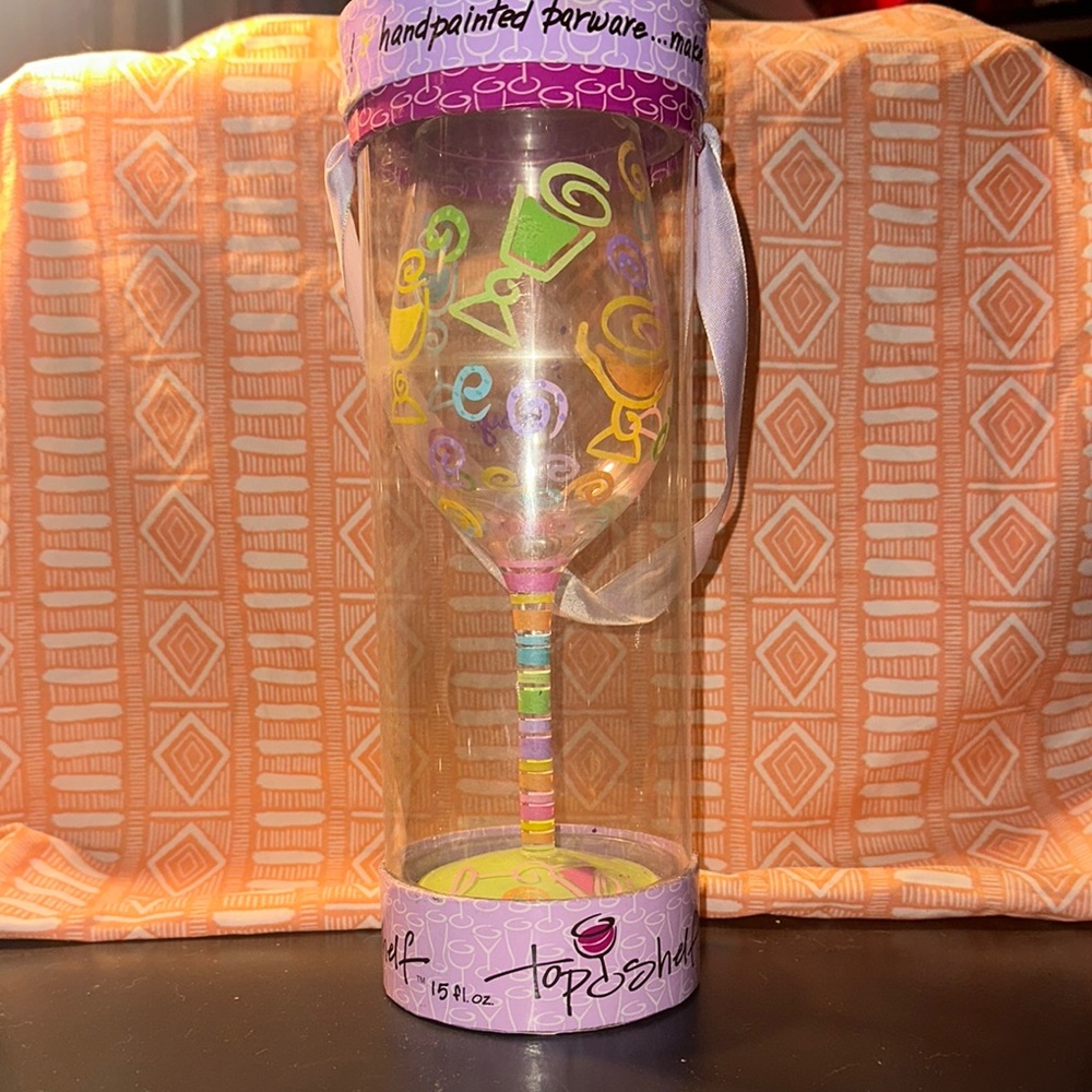 Handpainted Wine Glass - Multicolor